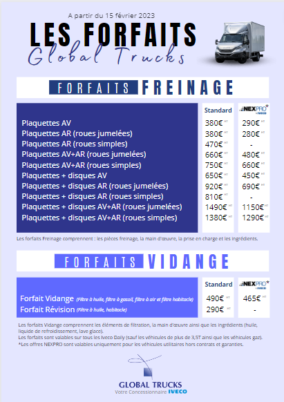 FORFAITS GLOBAL TRUCKS IVECO 