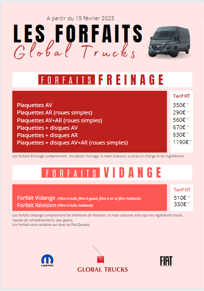 FORFAITS GLOBAL TRUCKS FIAT 