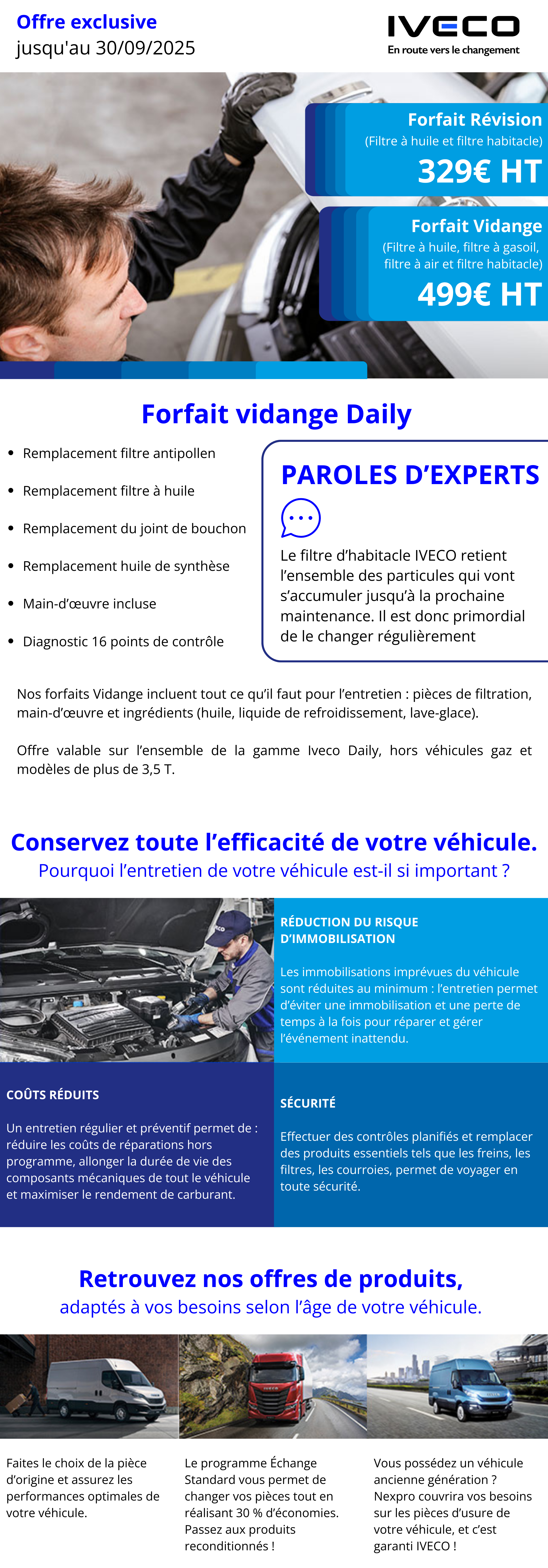 Offres Entretien Iveco Daily : Sécurité & Performance garanties